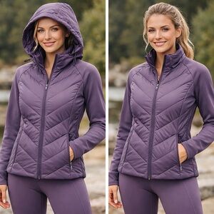Athleta Inlet Jacket – Hooded / Lightweight Insulated – Purple